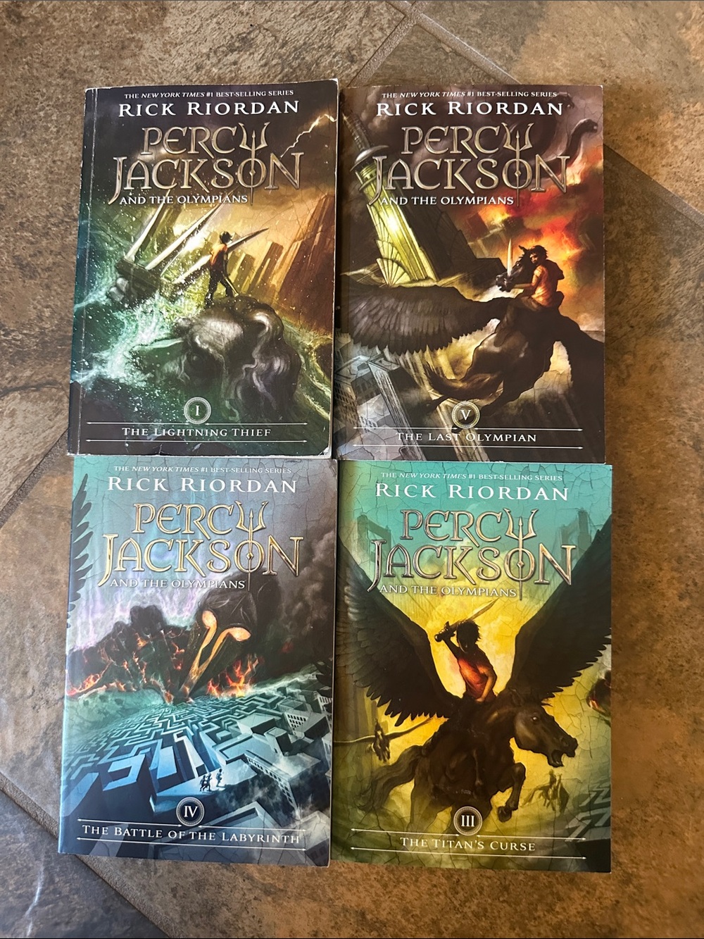 Percy Jackson Paperback Book Set - Green/Teal Covers, Missing 2nd book